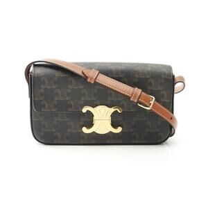 Celine Claude Triomphe Shoulder Bag Canvas Leather Brown